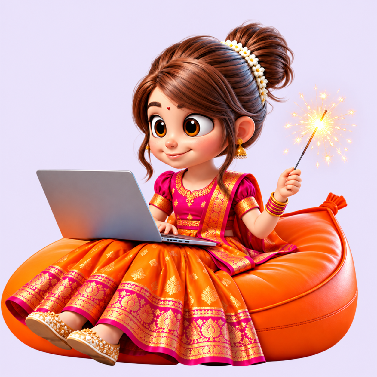 Illustration of a student learning with a laptop